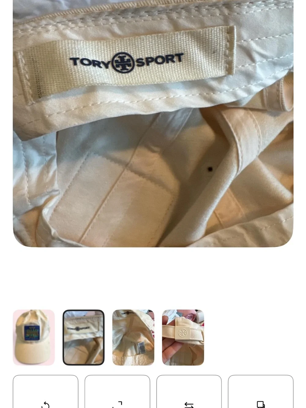 Tory Burch Off-White Baseball Cap with Multicolor Logo Patch